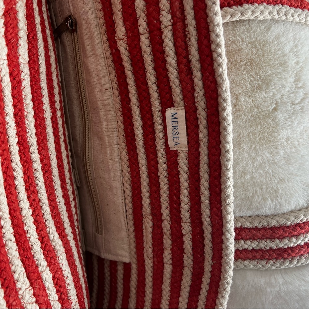 Mersea orange and cream Striped Tote Bag - Picture 3 of 5
